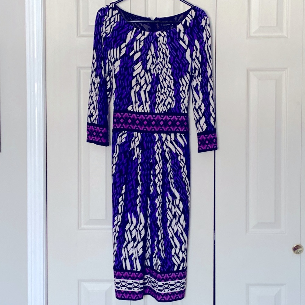MAX AND CLEO purple Aztec print dress